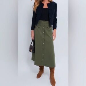 Tuckernuck Women's A-line Midi Skirt - Olive Green - 8 - New with tags